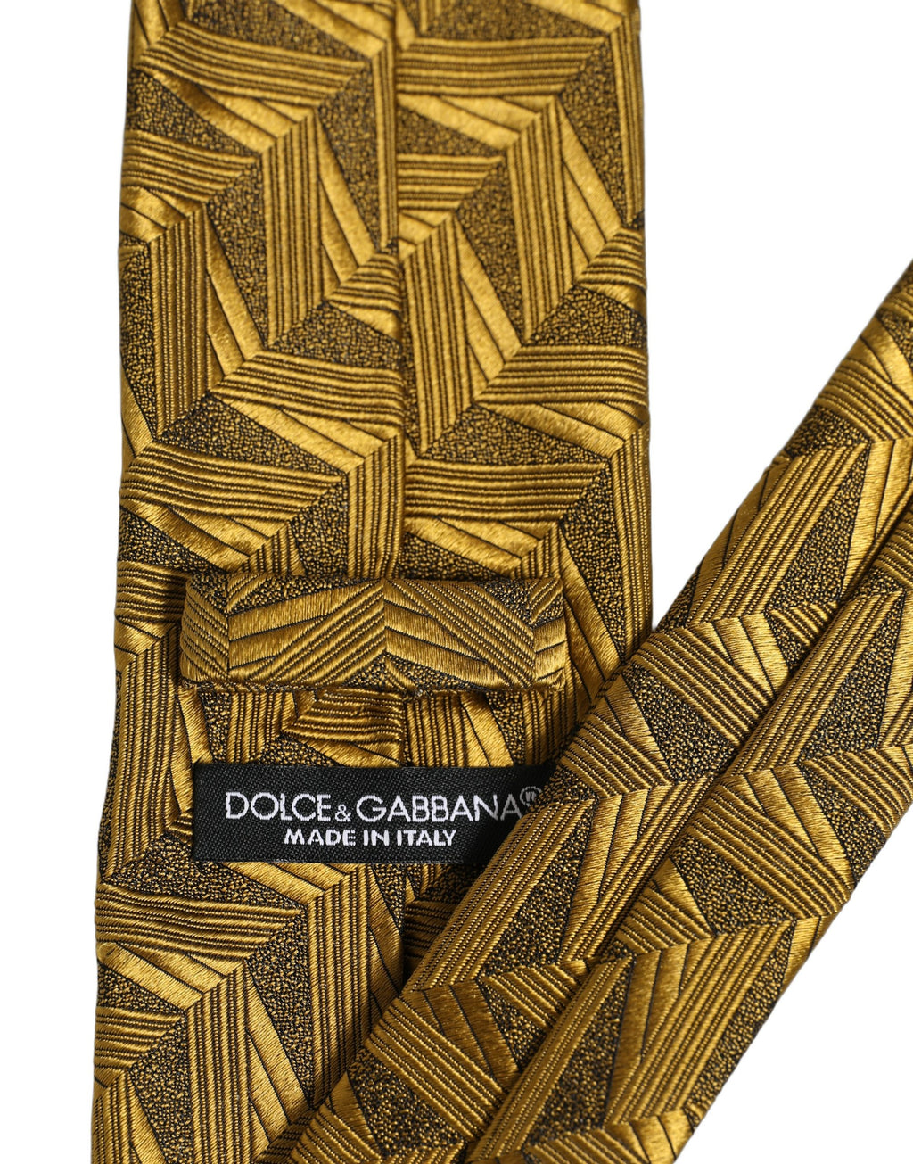 Men Gold Silk Woven Patterned Adjustable Tied Necktie Tie