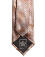 Men Brown Silk Micro Checked Adjustable Tied Necktie Tie