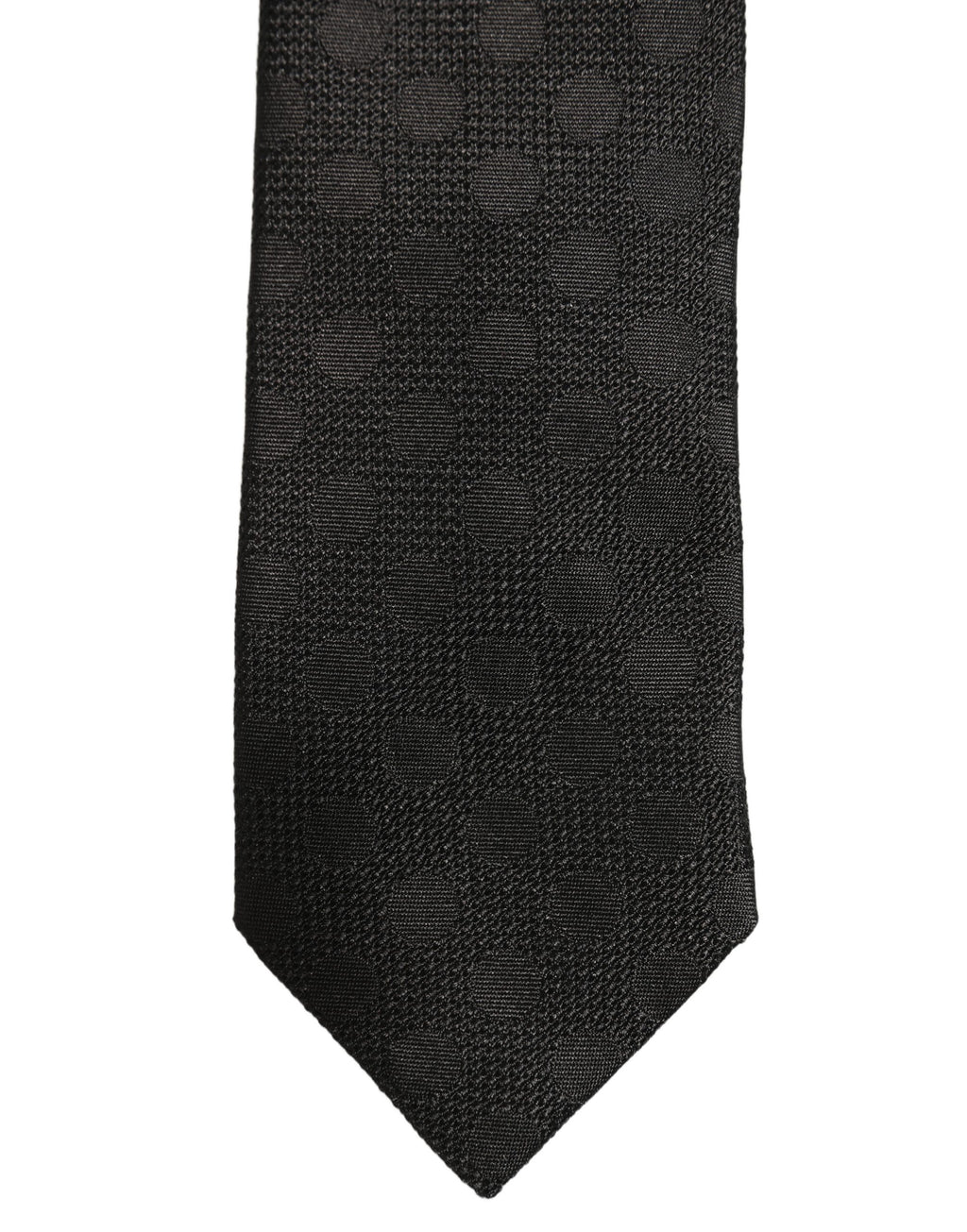 Black Polka Dot Jacquard Silk Adjustable Tied Necktie Tie