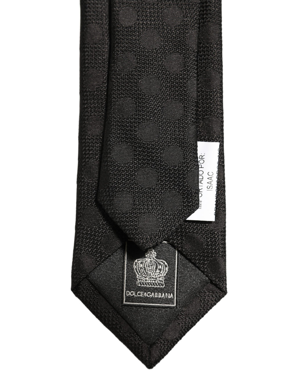 Black Polka Dot Jacquard Silk Adjustable Tied Necktie Tie