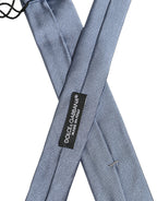 Men Light Blue Textured Silk Adjustable Tied Necktie Tie