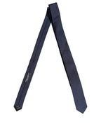 Men Dark Blue Textured Silk Adjustable Tied Necktie Tie