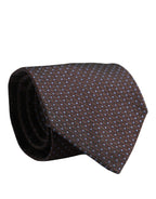 Men Brown Geometric Silk Adjustable Tied Necktie Tie