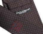 Men Brown Geometric Silk Adjustable Tied Necktie Tie