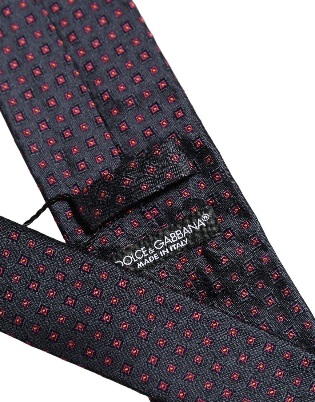 Men Dark Blue Geometric Silk Adjustable Tied Necktie Tie