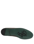 Silver Leather Logo Slip On Loafers Shoes