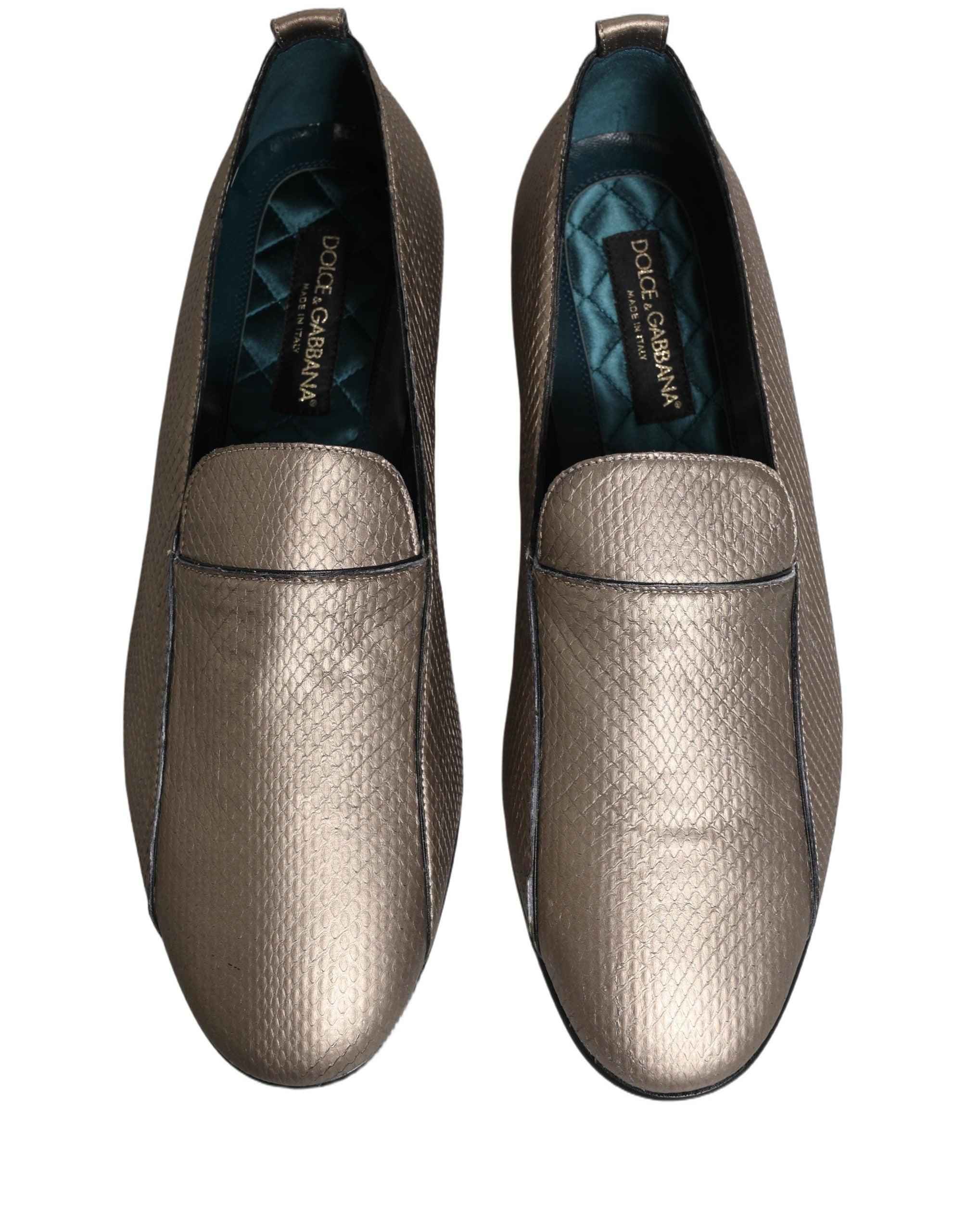 Silver Leather Logo Slip On Loafers Shoes