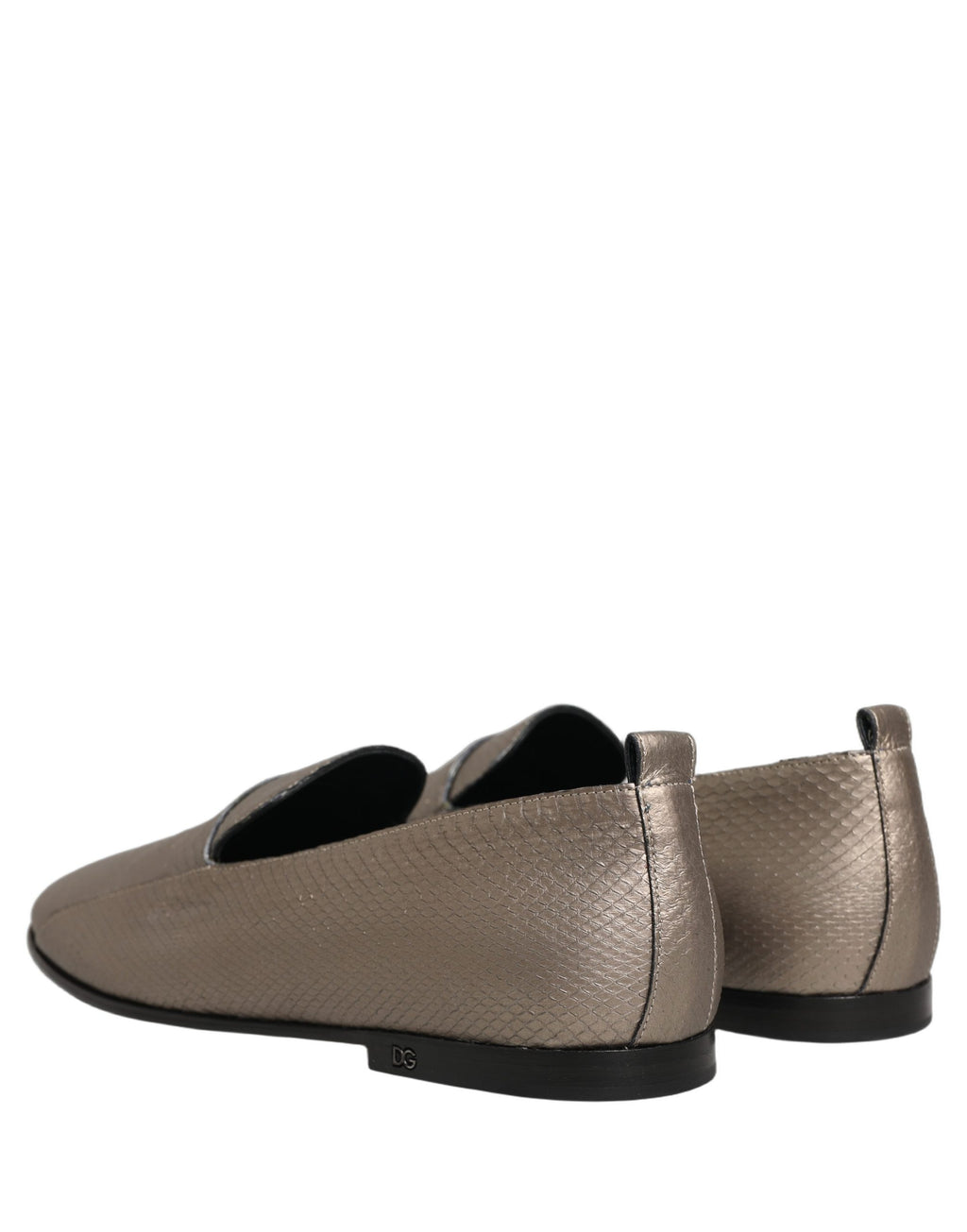 Silver Leather Logo Slip On Loafers Shoes