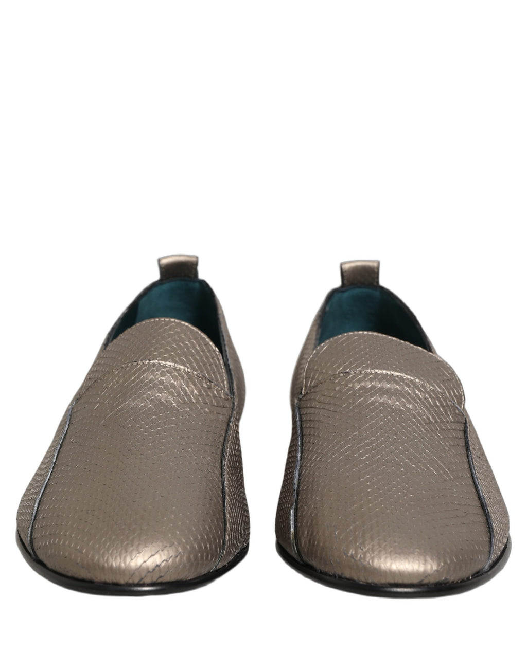 Silver Leather Logo Slip On Loafers Shoes