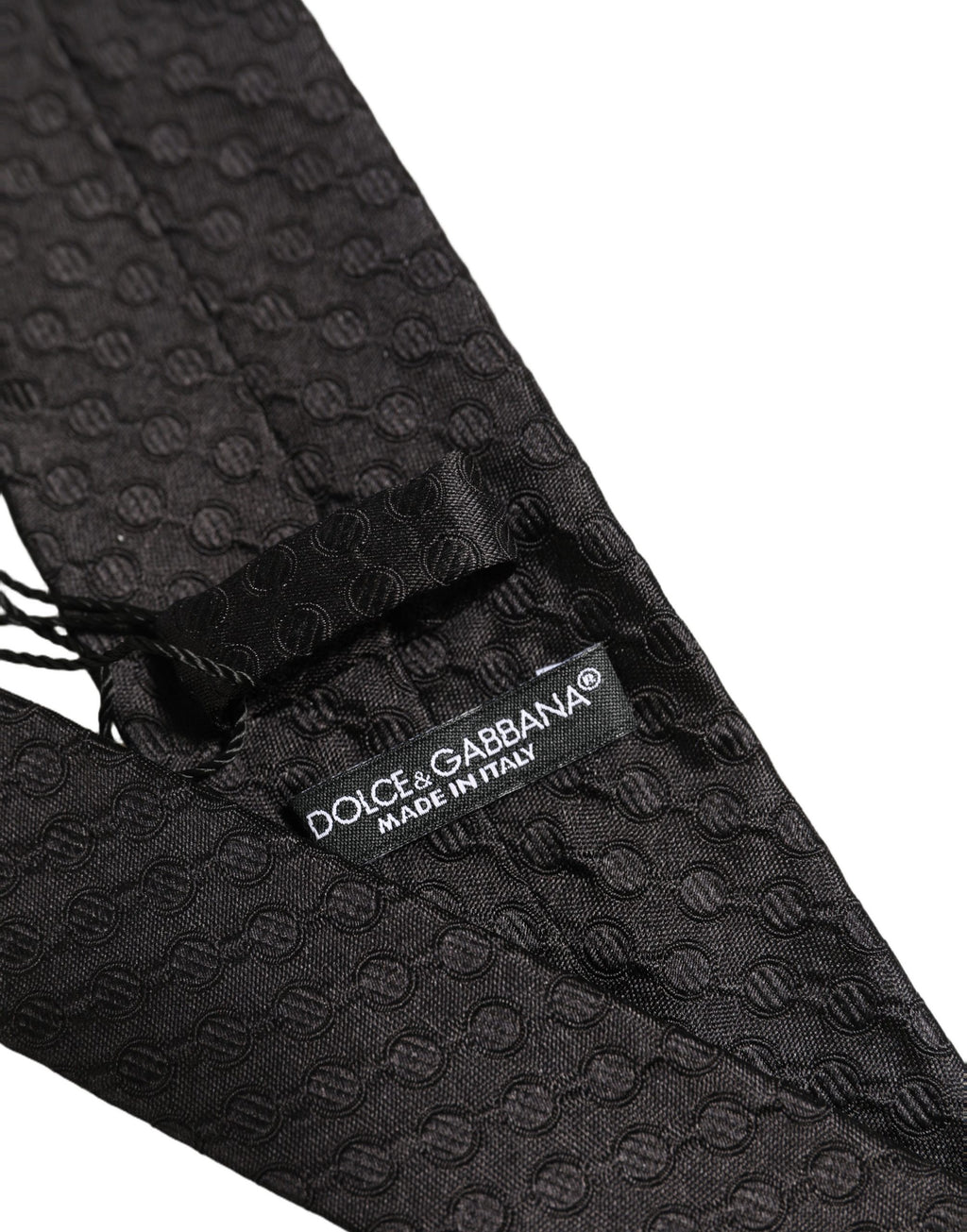 Men Black Silk Geometric Adjustable Tied Necktie Tie