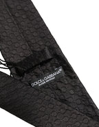 Men Black Silk Geometric Adjustable Tied Necktie Tie
