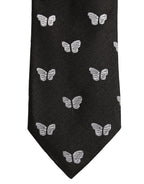 Men Black Silk Butterfly Adjustable Tied Necktie Tie