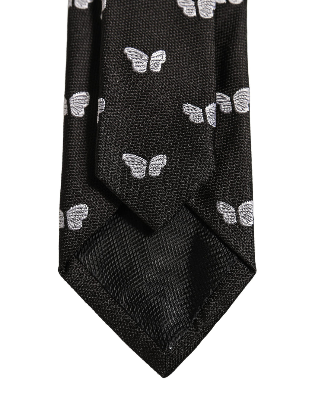 Men Black Silk Butterfly Adjustable Tied Necktie Tie