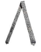 Men Gray Silk Leaf Pattern Adjustable Tied Necktie Tie
