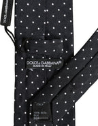 Dark Blue Silk Polka Dot Adjustable Tied Men Necktie Tie