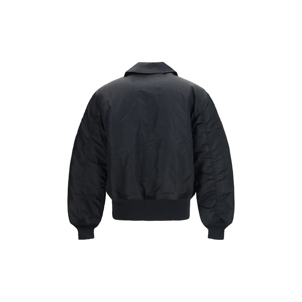 Black Polyester Bomber