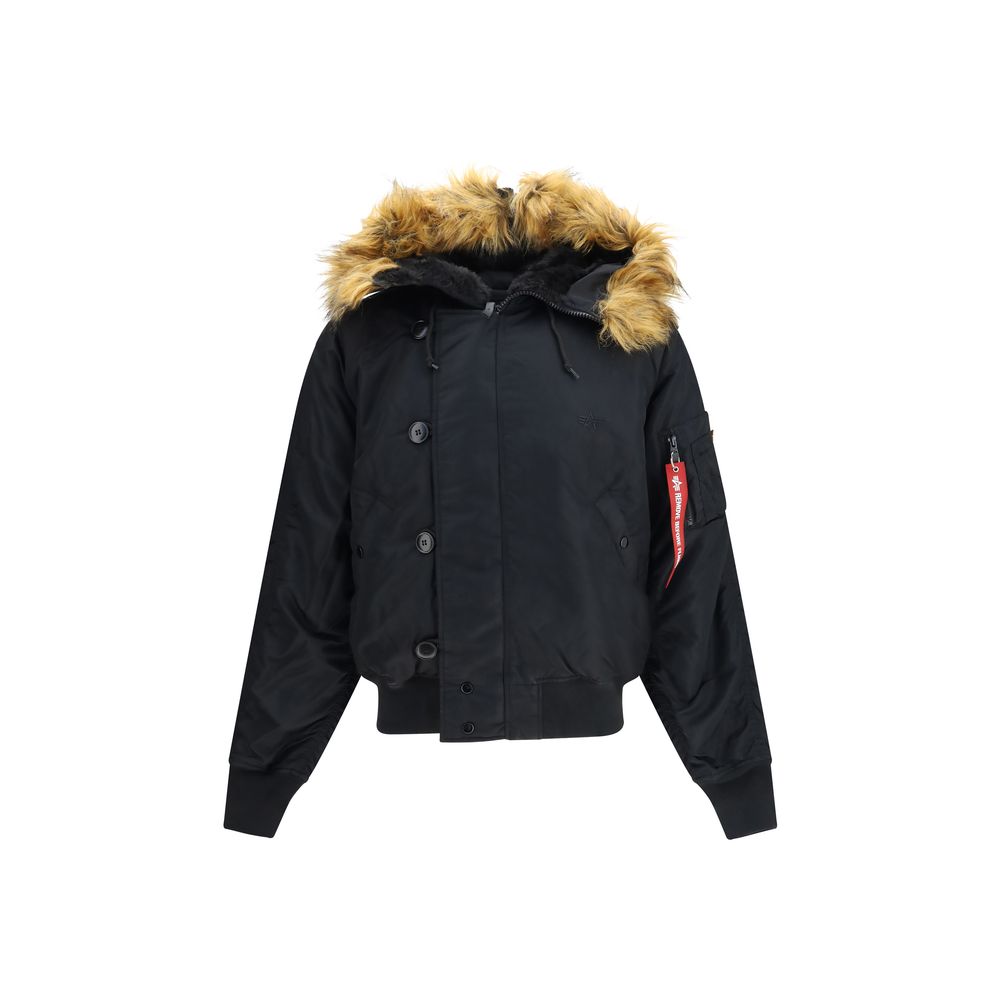 Black Nylon Bomber