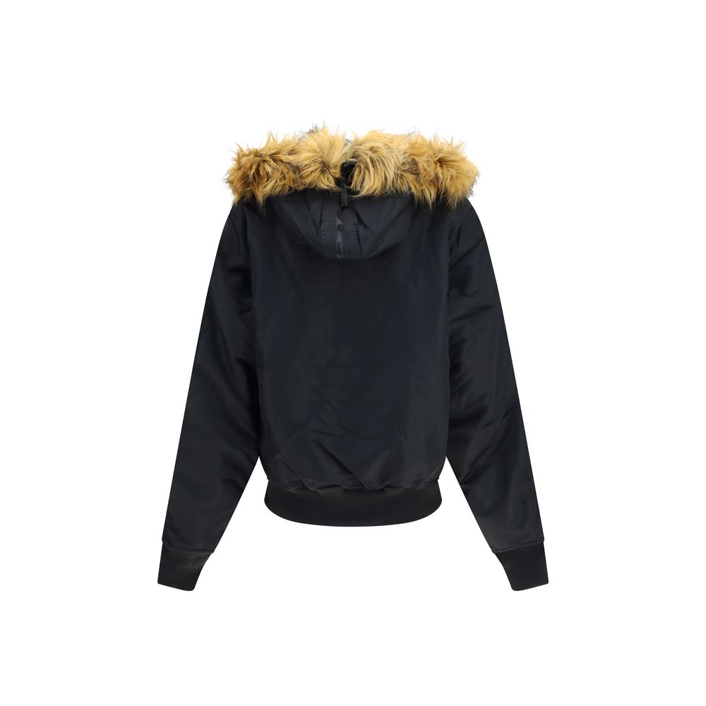 Black Nylon Bomber