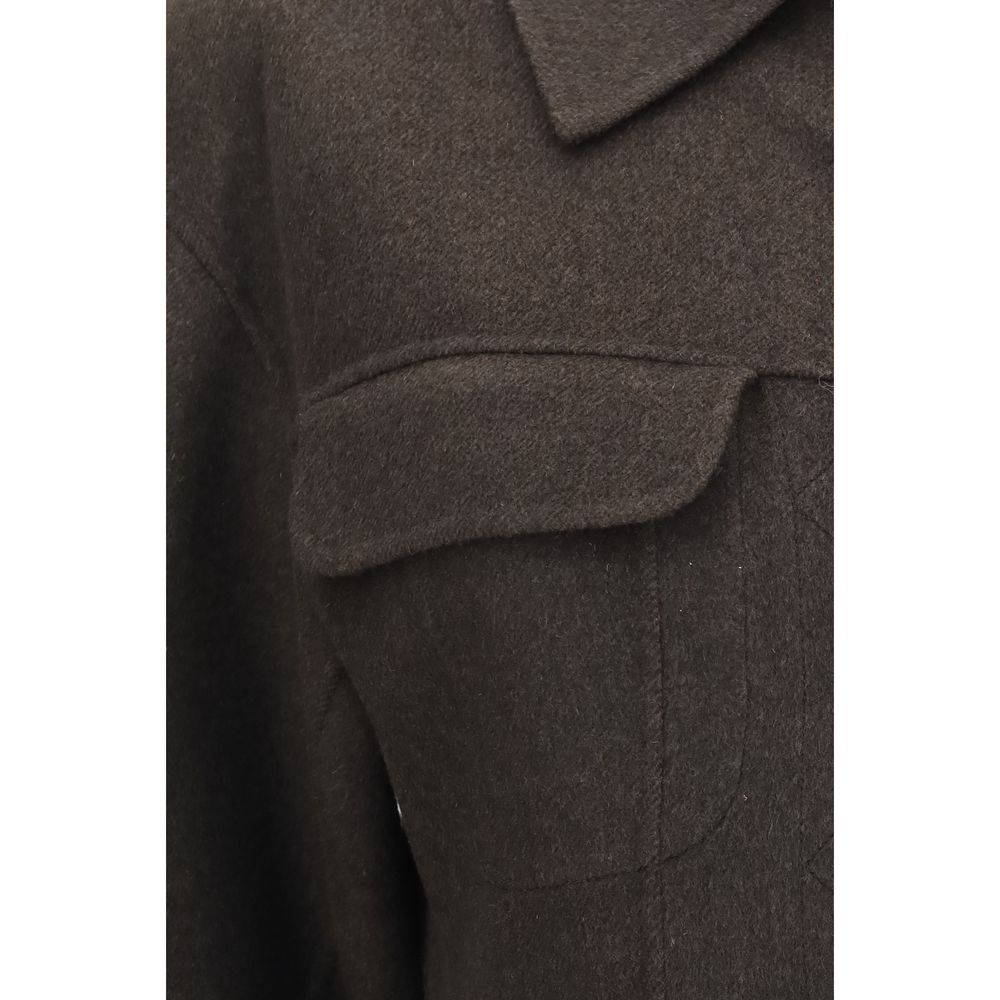 Brown Wool Oves Aries Full-Length Jacket
