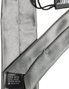 Gray Satin 100% Silk Adjustable Tied Men Necktie Tie