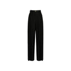 Black Elastane Casual Pants