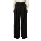 Black Elastane Casual Pants