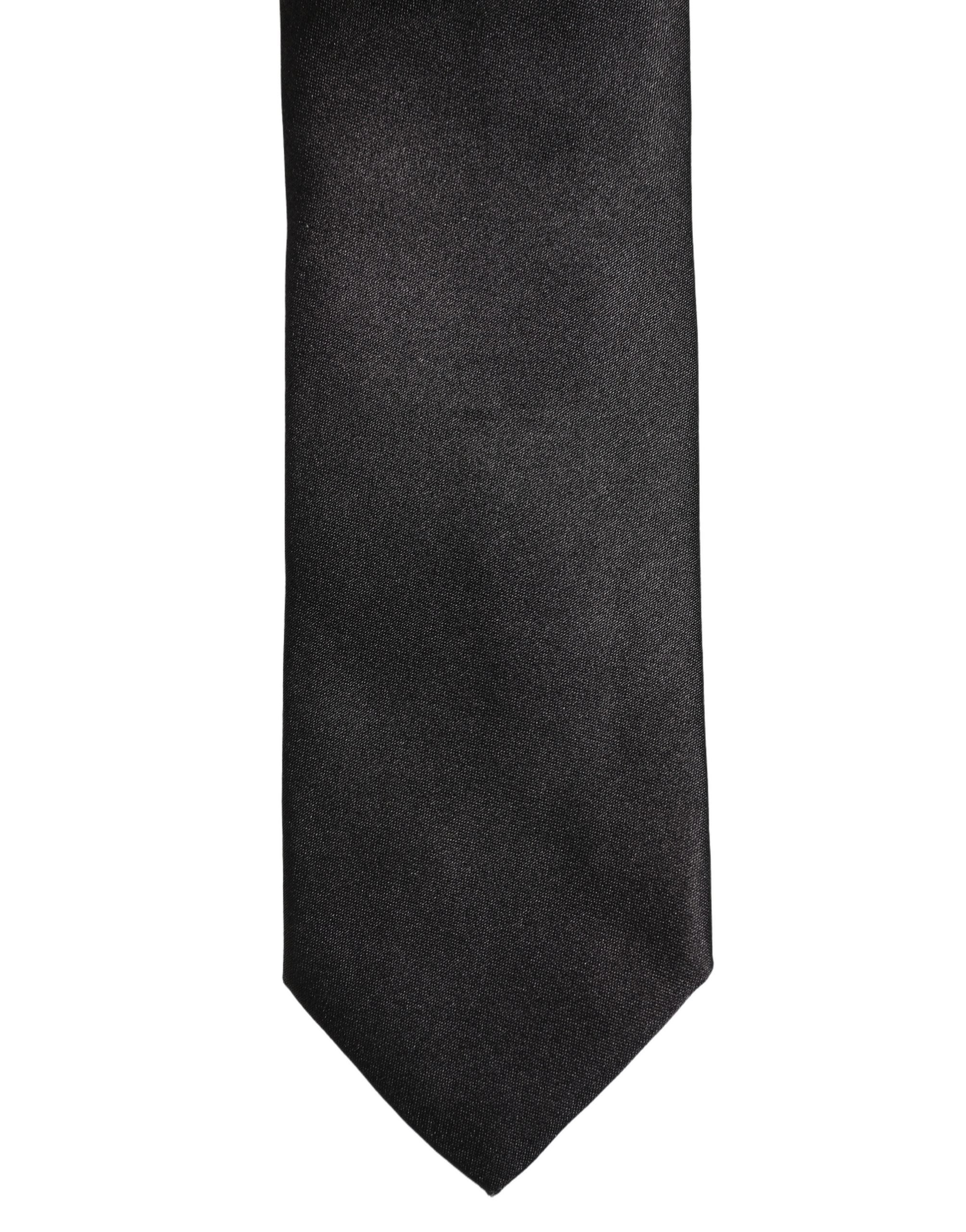 Black Satin 100% Silk Adjustable Tied Men Necktie Tie