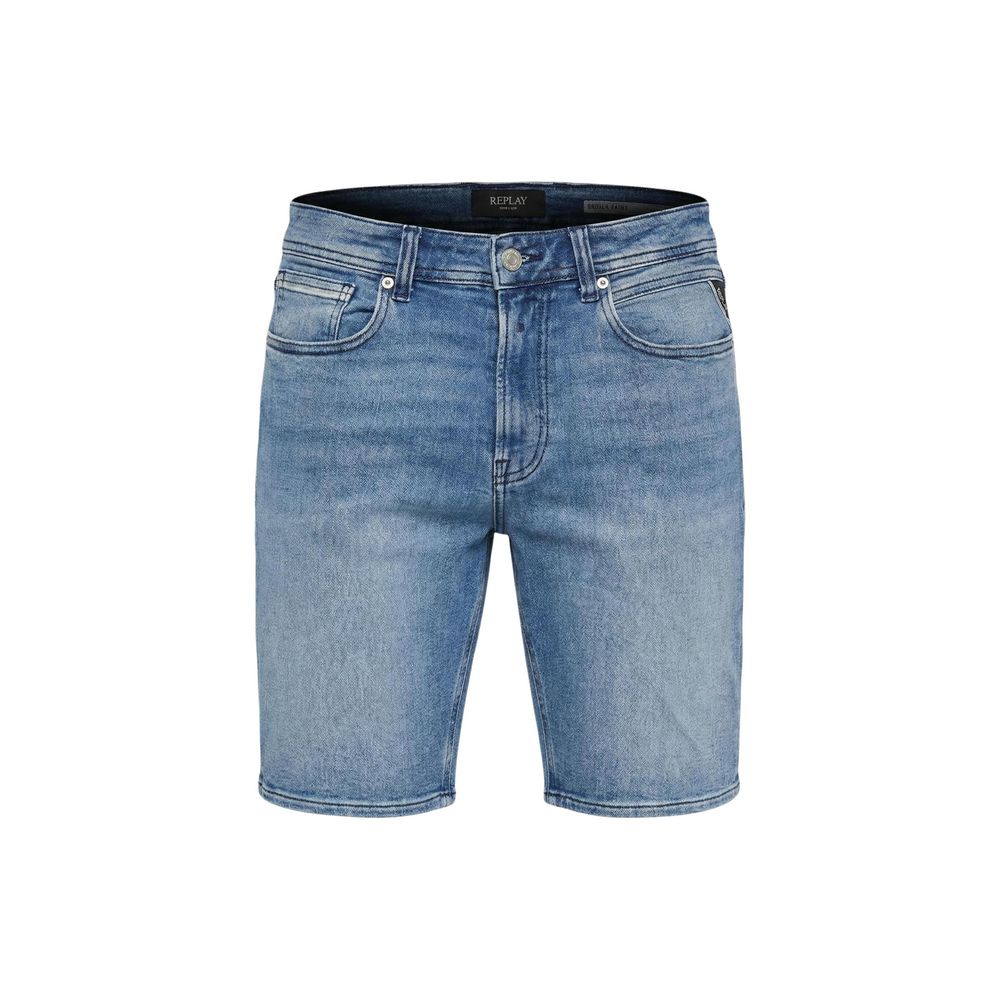 Blue Cotton Bermuda Shorts