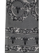 Men Gray Bee Silk Skinny Twilly Foulard Scarf