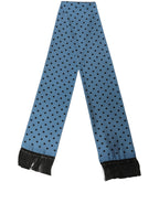 Blue Polka Dot Silk Fringed Lace Stole Scarf
