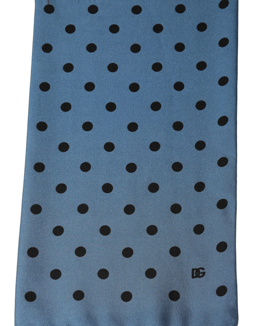 Blue Polka Dot Silk Fringed Lace Stole Scarf