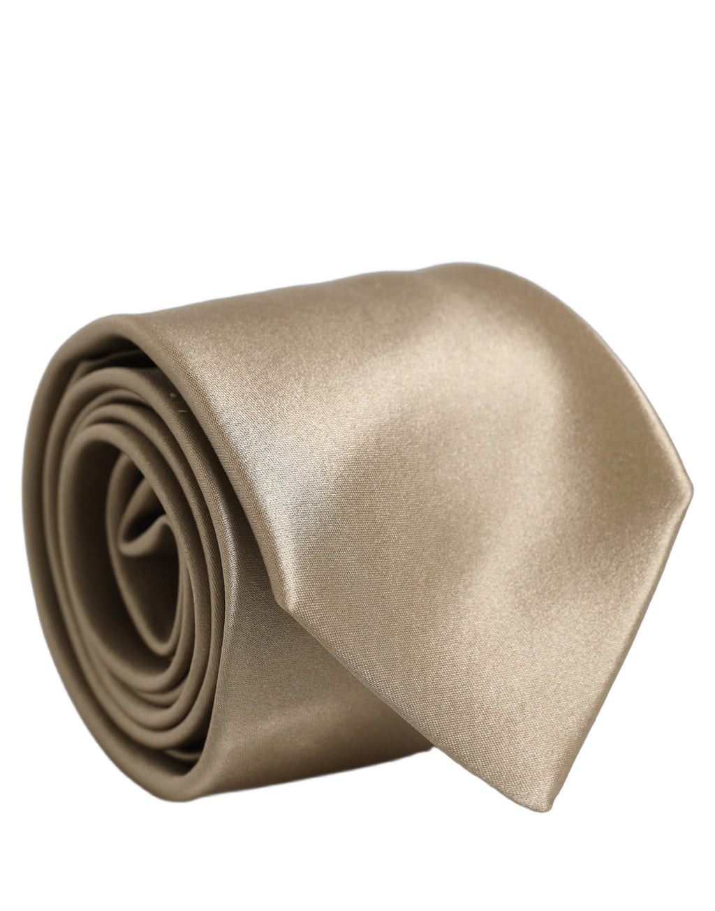 Beige Satin Silk Adjustable Tied Necktie Accessory Tie