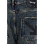 Blue Cotton Straight-Leg Jeans