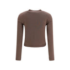 Brown Cotton Long Sleeve T-Shirt