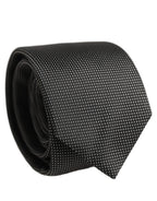 Black Silk Micro Polka Dot Adjustable Tied Necktie Tie
