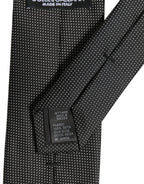 Black Silk Micro Polka Dot Adjustable Tied Necktie Tie