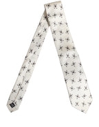 Off White Printed Silk Adjustable Necktie Accessory  Tie
