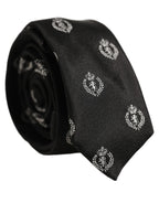 Black Crest Emblem Silk Adjustable Necktie Accessory Tie