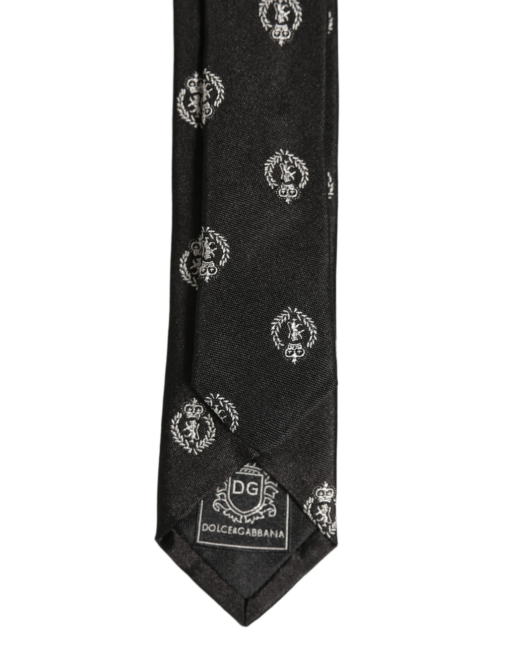 Black Crest Emblem Silk Adjustable Necktie Accessory Tie