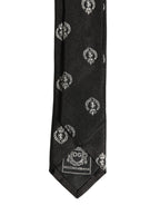 Black Crest Emblem Silk Adjustable Necktie Accessory Tie