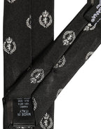 Black Crest Emblem Silk Adjustable Necktie Accessory Tie