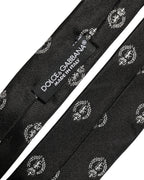 Black Crest Emblem Silk Adjustable Necktie Accessory Tie