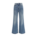 Blue Cotton Flared Jeans