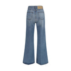 Blue Cotton Flared Jeans