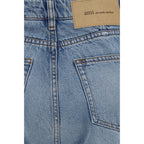 Blue Cotton Flared Jeans