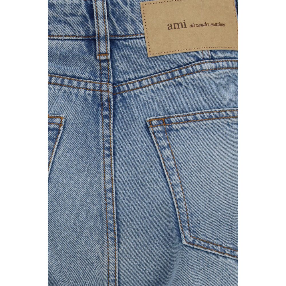 Blue Cotton Flared Jeans