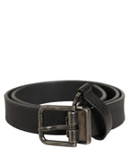 Black Leather Antique Finish Buckle Belt