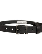 Black Leather Antique Finish Buckle Belt