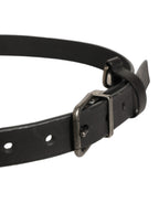 Black Leather Antique Finish Buckle Belt