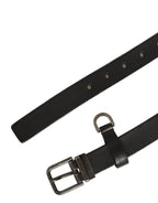 Black Leather Antique Finish Buckle Belt